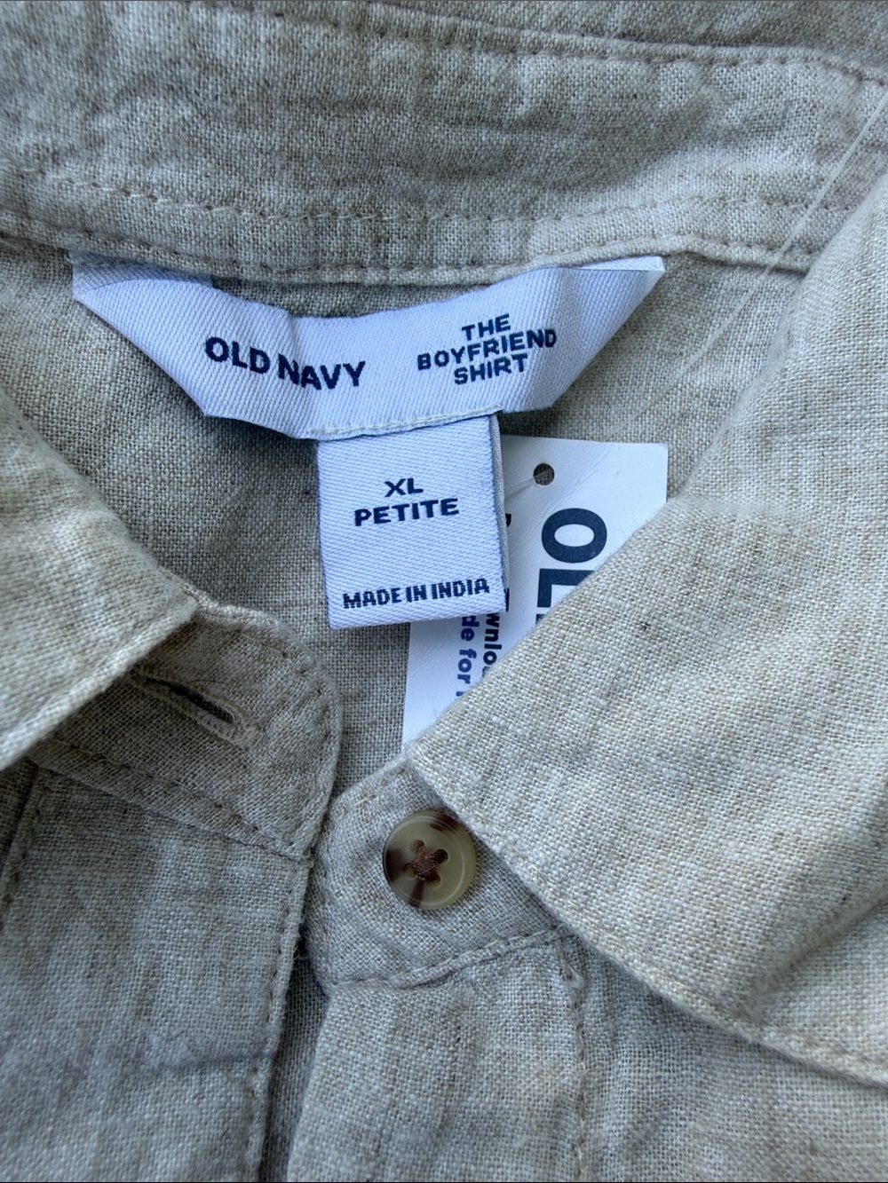 Old Navy Beige Linen-Blend Button Down Shirt - Picture 2 of 10